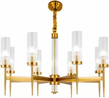 Brass Chandelier with 8 Hands" featuring a matte gold finish, ideal for luxurious interior decor in Mumbai