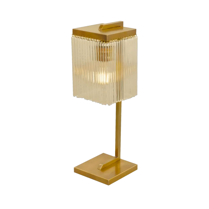 A sophisticated Brass Elegance Rod Table Lamp, perfect for adding a touch of vintage style and functional elegance to your space.