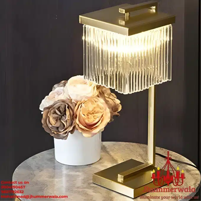 A sophisticated Brass Elegance Rod Table Lamp, perfect for adding a touch of vintage style and functional elegance to your space.