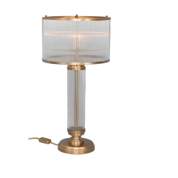 Experience opulence with the Grandeur Rods of Radiance, a luxury table lamp featuring a brass base and intricate glass rods creating a captivating design.